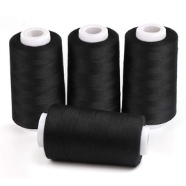 ilauke Sewing Thread 4 Pieces 11000 m Spools for Sewing Hand or Machine Polyester Black
