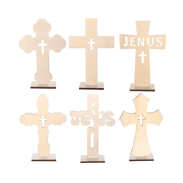 ARFUKA Wooden Cross Small Unpainted Wood Cross Standing Cross First
