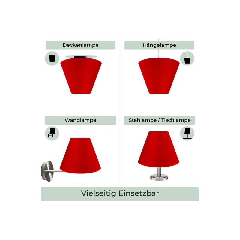 Wogati® Lampshade, Various Sizes and Colours, Colour: Red / Size: