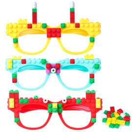 Waenerec 15 Pcs DIY Building Bricks Glasses Building Blocks Games for Kids Toddlers Building Block Birthday Party Supplies Carnival Themed Decorations Party Favor