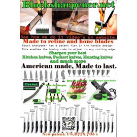 Blue Kitchen Knife sharpener with Black non slip grip. Made to reline and hone blades back to their original edges.