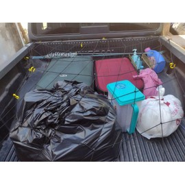 EACCESSORIES EA Cargo Net Bed Tie Down Hooks for Nissan Frontier Mid Size Short Bed 60" x 74" – Mesh Bed Cargo Net for Pickup Truck – Premium Mesh Elastic Car Truck Organizer– Compatible with Frontier