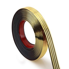 Glossy Gold Finish Wall Molding Trim, 196.8"L x 0.79"W Peel and Stick Corner Guards, Protection & Decoration for Countertops, Furniture Cabinets and Tables
