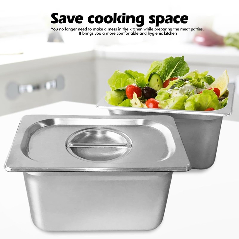 Set of 3 Gastronorm Containers, Stainless Steel Breading Bowls, Breading