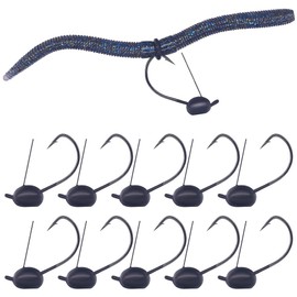 Weedless-Wacky-Rig-Hooks-Weedless-Jig-Head Worm Weights Hook for Bass Fishing 10 Pack