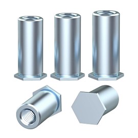 Ctyjia 20 Pcs M4x4mm Rivet Insert Nut, Hexagonal Internal Thread Barrel Nuts, Carbon Steel Cylindrical Nut Locking Screws or Bolts