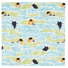 Musumi 20015-204 Furoshiki Furoshiki Approx. 27.6 inches (70 cm) kata kata cat duster, green, made in Japan