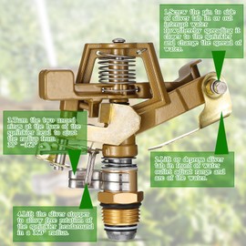 Ferraycle 24 Pieces 1/2 Inch Brass Impact Sprinkler Head with Nozzles Heavy Duty Adjustable 0-360 Degrees Impulse Sprinkler Head Lawn Watering for Yard Irrigation