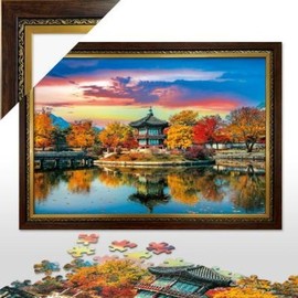 (Hottracks) 500-Piece Puzzle Gyeongbokgung Palace Hyangwonjeong + Grace Walnut Frame Set / (핫트랙스)500피스퍼즐 경복궁 향원정 + 그레이스월넛 액자세트