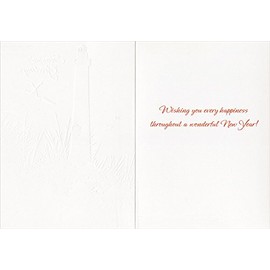 Designer Greetings Boxed Red Farm Studios Christmas Cards, Lighthouse with a Wreath and Sandpipers (Box of 18 Nautical/Coastal Holiday Cards with White Envelopes),125-00840-000