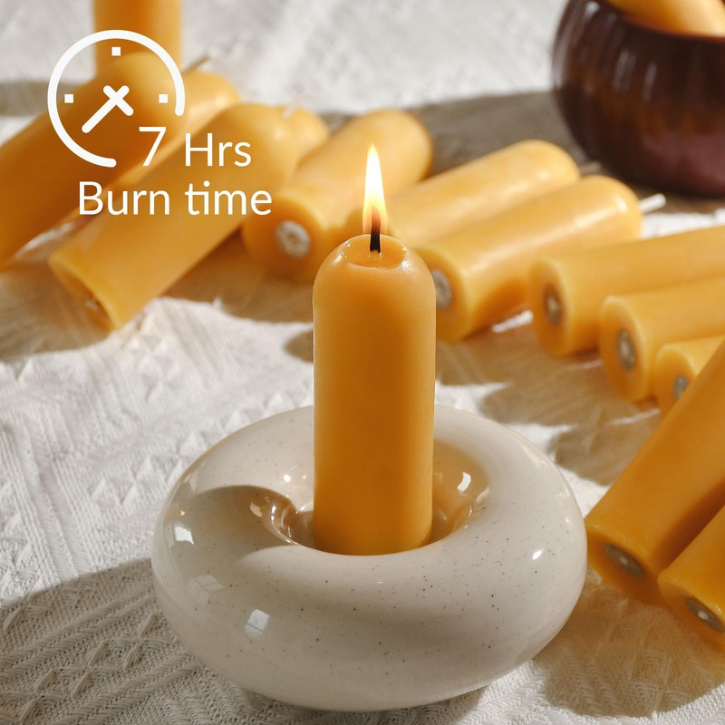DEYBBY Beeswax Small Pillar Candles 6 Pack