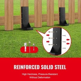 Happybuy 4-Pack Fence Post Anchor Kit, 3.5 x 3.5 Inches Heavy Duty Steel Post Support Stakes, Ground Spike for Repairing Tilted & Broken Wooden Fence, Enveloping, Durable, Corrosion-Resistant