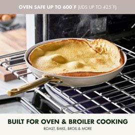 GreenPan Reserve Hard Anodized Healthy Ceramic Nonstick 8" and 10" Frying Pan Skillet Set, Gold Handle, PFAS-Free, Dishwasher Safe, Oven Safe, Taupe