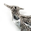 Sparkling Crystal Fire-Bird Brooch (Silver Tone)