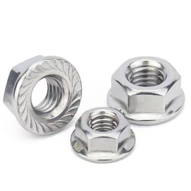 M10-1.5 Serrated Flange Hex Nuts, M10 Hexagon Flange Nuts 304 Stainless Steel 18-8, Bright Finish, Full Thread,10Pcs