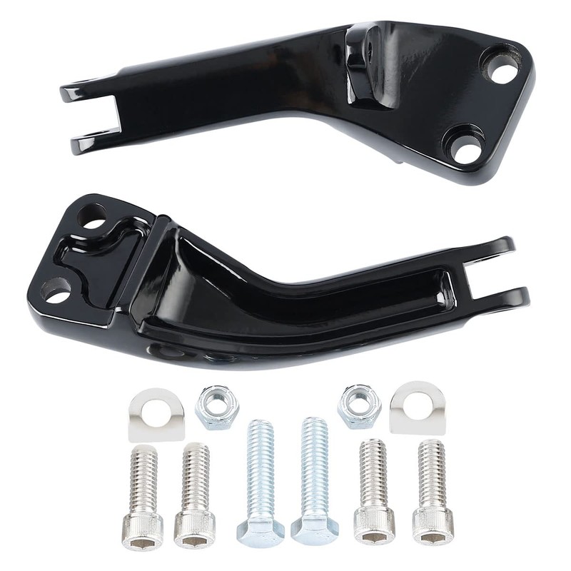 Black Passenger Foot Peg Support Kit Compatible with Harley Dyna