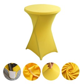 iEventStar Stretch Bar Table Covers, Spandex Bar Table Covers, Bar Tables, Wedding, Strengthening in the Foot Area, Round Tablecloth for Bistro Table, Cocktail Party （Yellow，Diameter 80-85 cm
