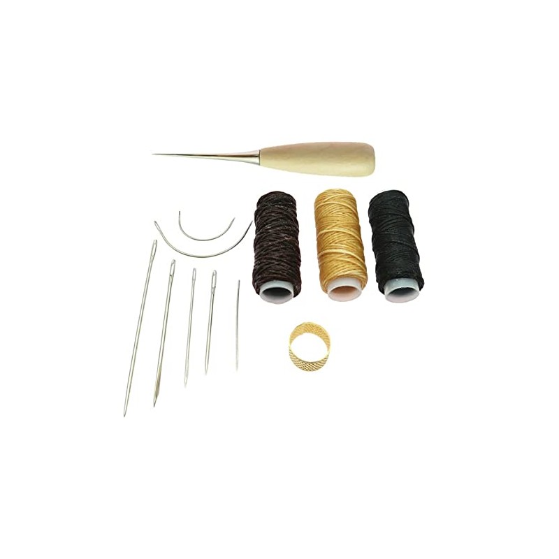 Fdit 12 Piezas Kit de Herramientas para Coser Cuero, Agujas