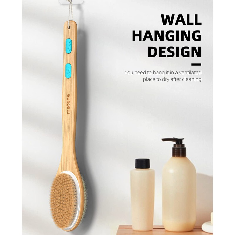 Metene 2 Pack Shower Brush with Soft and Stiff Bristles,