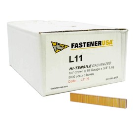 FastenerUSA 3/4" LEG x 1/4" CROWN 18GA GALV L11 STAPLES 30,000ct | L11P6