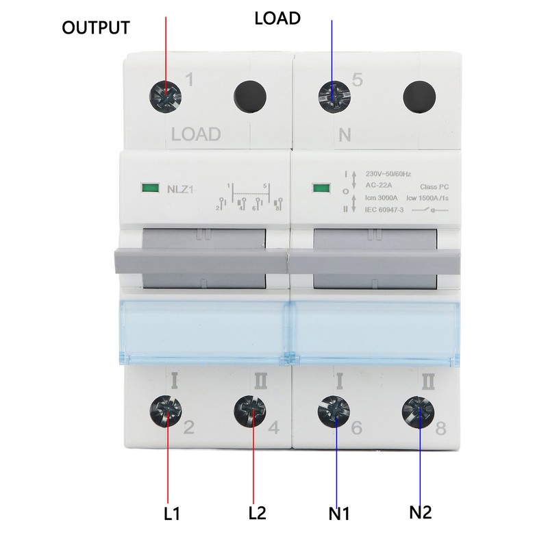 Dual Power Manual Transfer Switch 230VAC 2 Poles DIN Rail