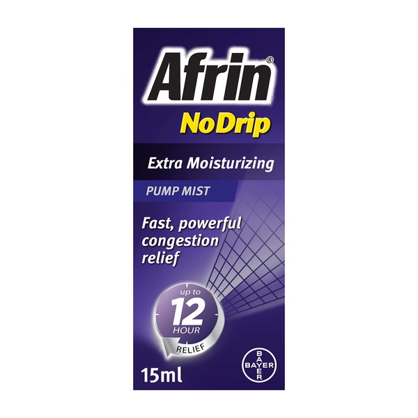 Afrin No Drip 12 Hour Pump Mist, Extra Moisturizing,0.5 Fl Oz (Pack of 3)
