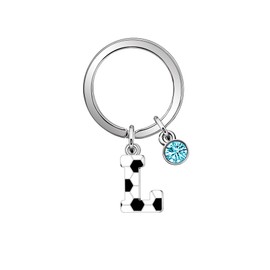 Casxyue Football Keychain Letter Keychain For Women Girls Man Boys Football Gifts Football Lovers Key Ring Football Players Gifts Initial Alphabet Keyring Graduation Christmas Birthday Gift (L)
