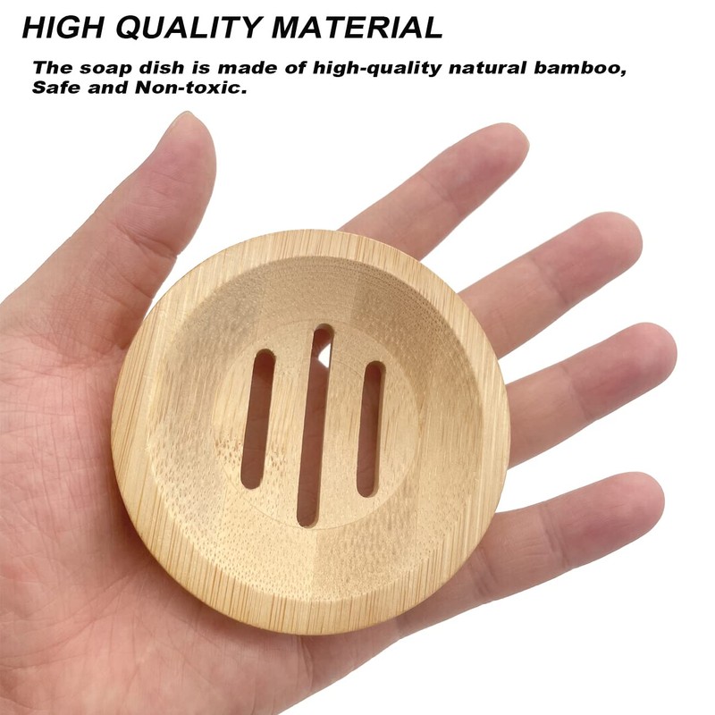 AYWFEY 4 Pcs Natural Wooden Soap Holders, Bamboo Soap Holders,