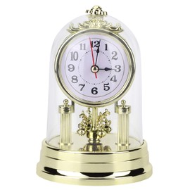 Wifehelper Carriage Table Clock European Retro Style Clock Antique Silent Table Clock for Home Living Room Decor (Gold)