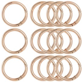 SOFPLATE 1 Box 10Pcs 40MM Gold Spring O Ring Clip Keychain O Rings Round Carabiner Clip Snap Key Ring Buckle Hook Zinc Alloy Trigger Spring O Rings for DIY Keychains Purse Handbag Dog Leashes Crafts