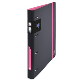 OXFORD European Binder For Students A4 Ring Binder 30mm Spine 4 D-Rings Expanded Polypropylene Cover Two Tone Black Pink