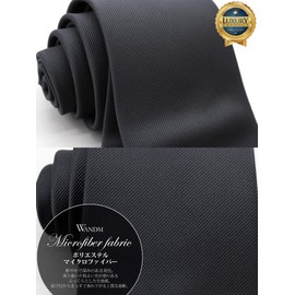 WANDM Necktie, 3.1 inches (8 cm), Wide, Washable, Business Basic, Solid, Solid, grosgrain / charcoal grey