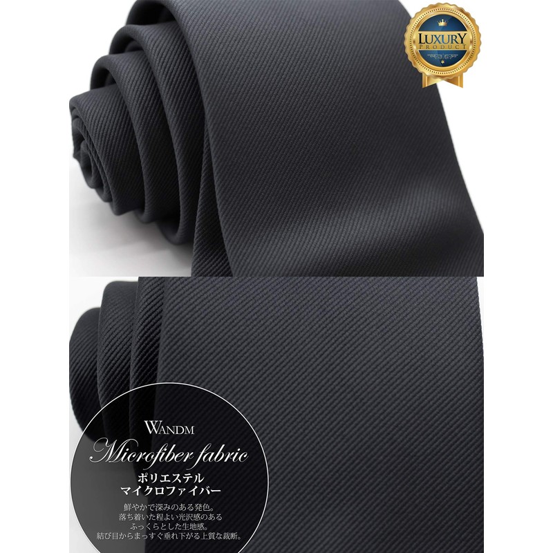 WANDM Necktie, 3.1 inches (8 cm), Wide, Washable, Business Basic,