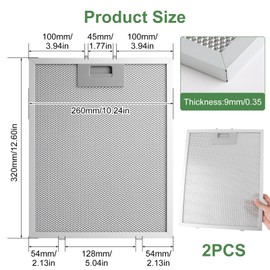Qaum Cooker Hood Filter, 320 * 260 * 10mm, 2PCS 5-Layer Aluminum Cooker Hood Filters, Wide range of applications, compatible with most brands of range hoods, Universal Kitchen Extractor Fan Filter