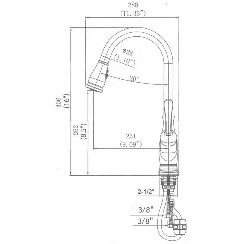 Oakland Single Handle Pull Down Kitchen Faucet NSF Brushed Nickel