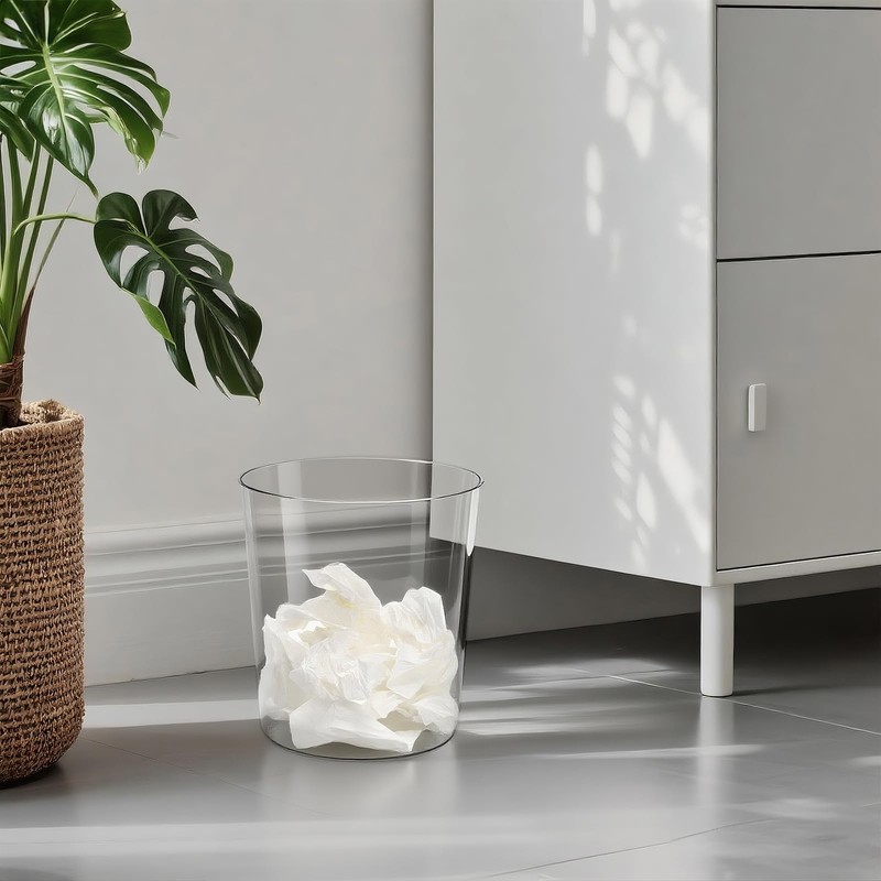 Okllen 6 Pack Clear Round Plastic Waste Baskets, BPA-Free Trash