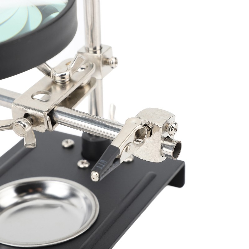 6X Magnifier with Auxiliary Clip Magnifying Glass Holder Third Hand