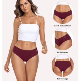 coskefy Women's Cotton Underwear Stretch Briefs Soft Strench Underpants Low Rise Hipster Panties