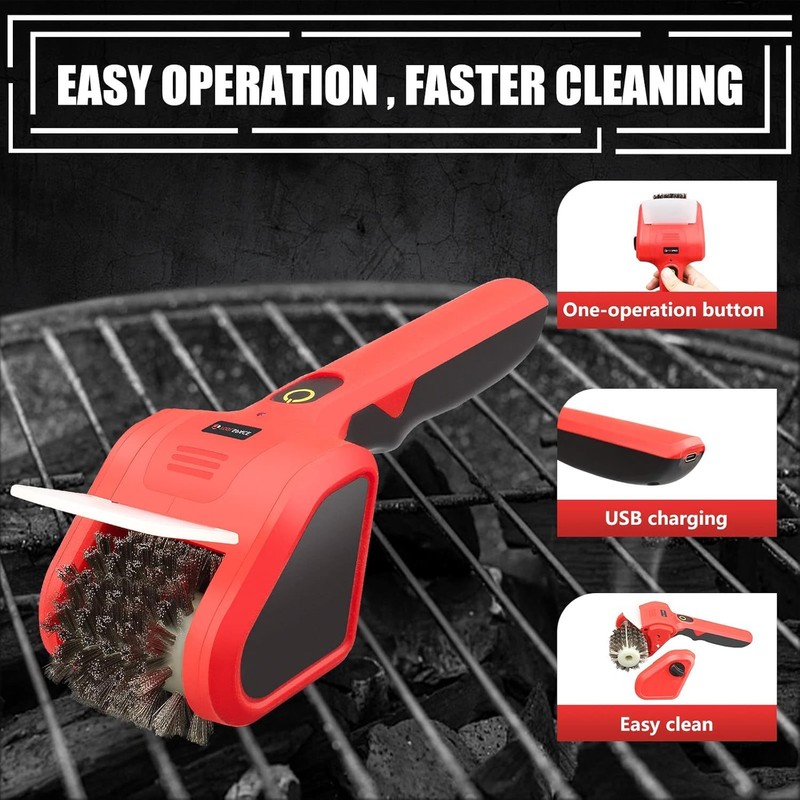 TOOLSPACE 2 in 1 Cordless Electric Grill Brush, Safe &