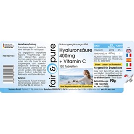 Fair & Pure® - Hyaluronic Acid Tablets 400 mg with Vitamin C - High Dose - 120 Tablets