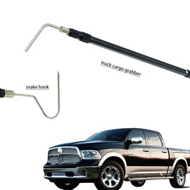 Flowpubs Heavy-Duty Truck Cargo Grabber w/Snake Hook | 7ft Extendable Aluminum Pole (85cm Collapsed) | Truck Bed Hook Accessories, Cargo Retrieval Tool 。