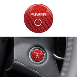 QianBao Compatible with Start Stop Button Cover Carbon Fiber Keyless Car Engine Ignition Switch for Toyota Crown Highlander 2022 2023 2024 Red