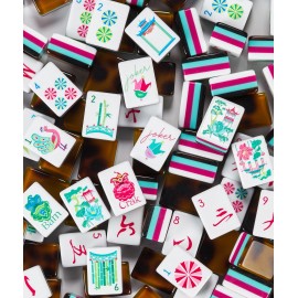 Custom Blue 4-Tier Luxury American Mahjong Set with 160 Acrylic Tiles for Family & Children's Game GatheringsColor: Irregular Tortoise