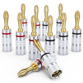 MOSWAG 6 Pairs 24K Gold Plated Speaker Banana Plugs for Speaker Cable Home Cinema
