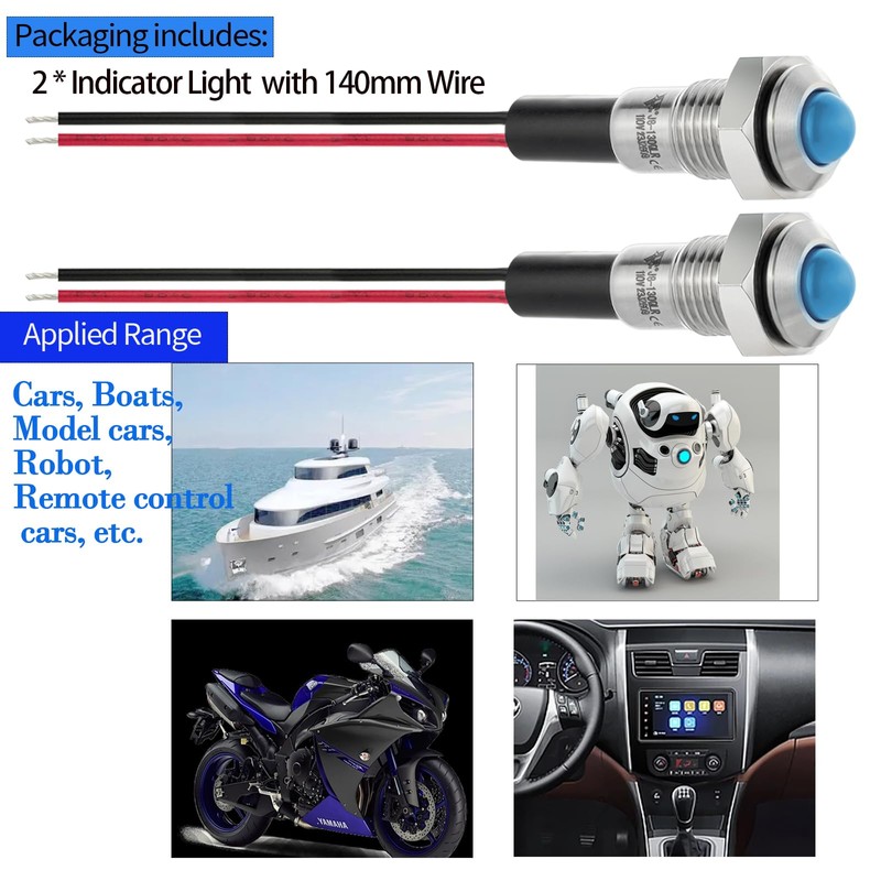 ZGSZJHF UL Listed Mini Indicator Light 8mm 0.31" Waterproof IP67