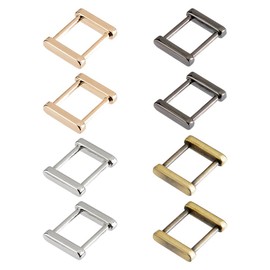 Hobbspring 8Pcs 4 Colors Rectangle Belt Rings Alloy Screw Ring Buckles Shackle Purse Bag Loops Rectangular Strap Connectors for Strap Keeper Leathercraft Belt Bag DIY Accessories