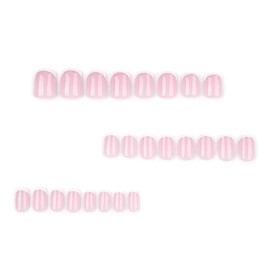 Short Press on Nails White French Tip Fake Nails Square False Nails with Pink Glossy Acrylic Nails Full Cover Stick on Nails Reusable Artificial Nails for Women 24 Pcs