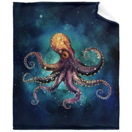 Octopus Fleece Throw Blanket Lightweight Super Soft Flannel Bed Blanket Perfect Home Decor for Couch Chair Sofa Living Room 80"X60" Large