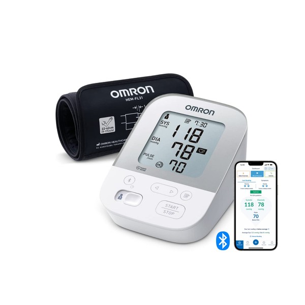 OMRON X4 Smart Automatic Blood Pressure Monitor for Home Use – Clinically Validated, Blood Pressure Machine Including Use on Diabetics and Pregnancy, Bluetooth To Free Smartphone App for Ios/Android