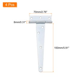 uxcell 4Pcs T-Strap Door Hinges, 6" Wrought Tee Shed Gate Hinges Iron Hardware for Wooden Barn, Fence, Yard Door Hinges (White Zinc)